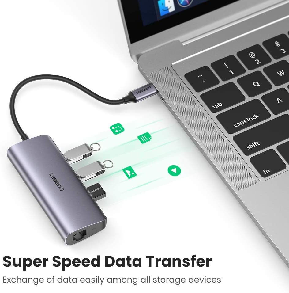 Bộ chuyển đổi USB Type-C sang 3 cổng USB 3.0 và Giga Lan Ugreen  (60718)