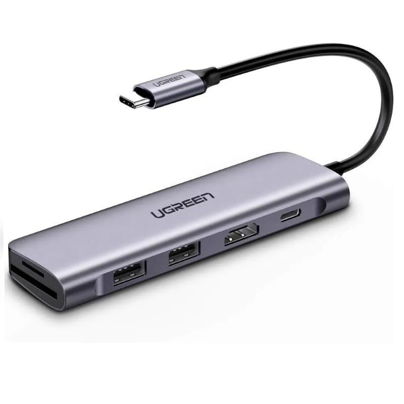 Bộ chuyển đổi USB-C sang 2*USB 3.0+HDMI+SD&TF Ugreen (70411)