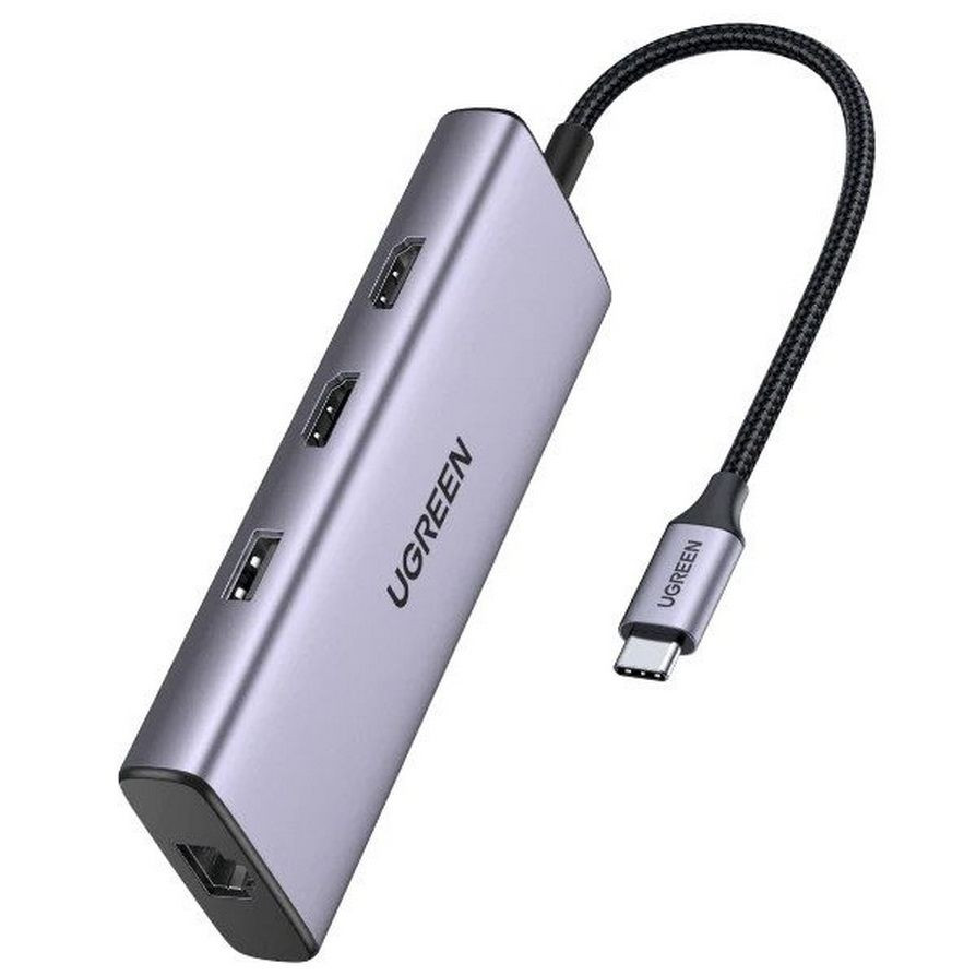 Bộ chuyển đổi USB C sang 2*USB 3.0 + 1*USB 2.0+2*HDMI+RJ45+SD&TF Ugreen (90119)