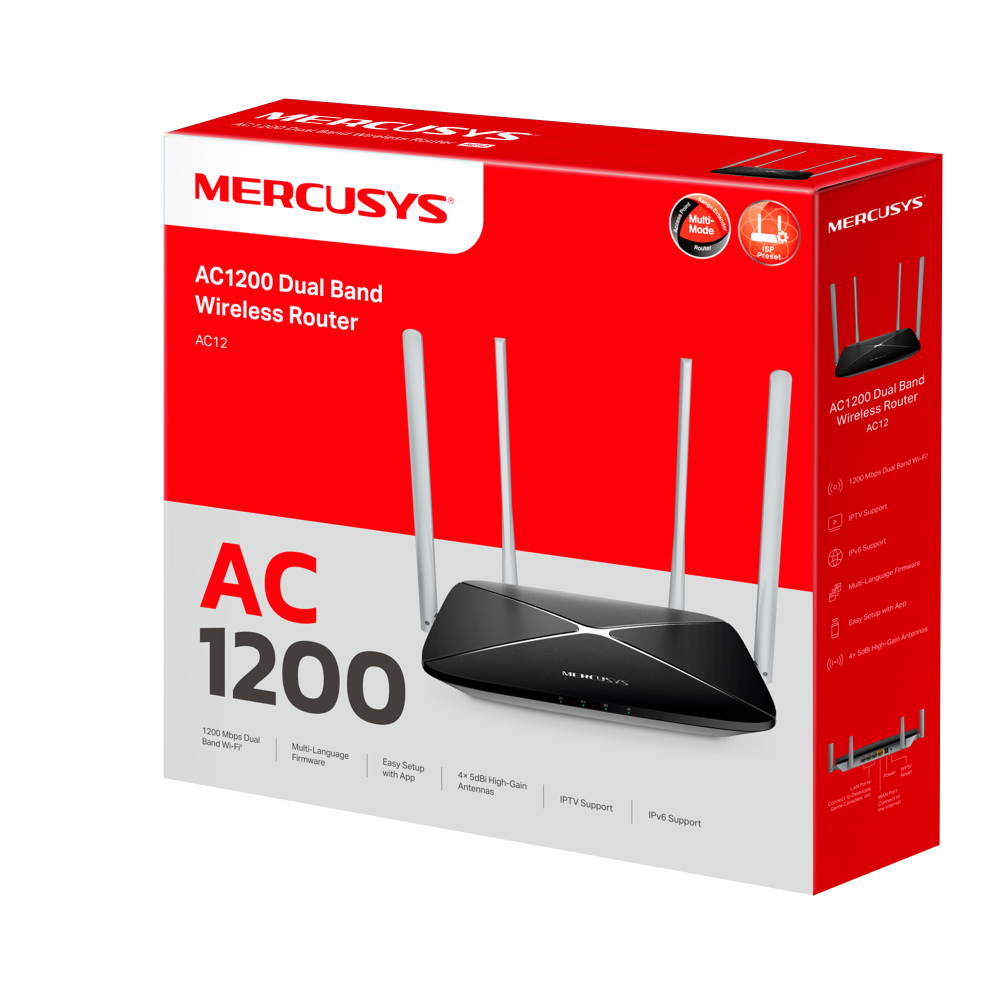 Router Wi-Fi Mercusys AC1200 Băng Tần Kép AC12