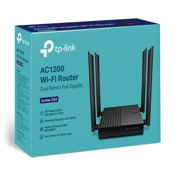 Bộ Phát Wifi TP-Link Archer C64 Băng Tần Kép  Chuẩn AC 1200 Gigabit MU-MIMO