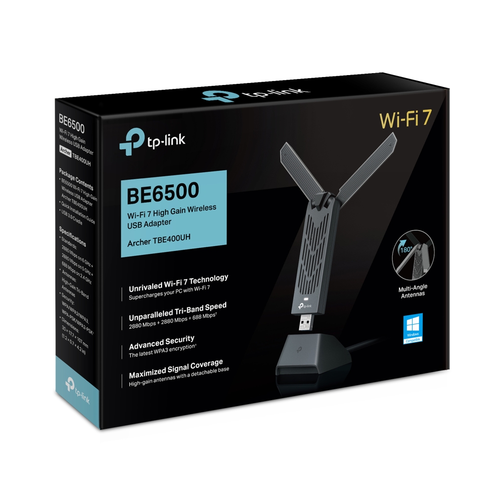 Bộ thu USB Wifi 7 TP-Link Archer TBE400UH BE6500 Độ Lợi Cao