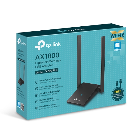Bộ thu USB Wifi TP-Link Archer TX20 Plus  Băng Tần Kép Chuẩn AX 1800Mbps