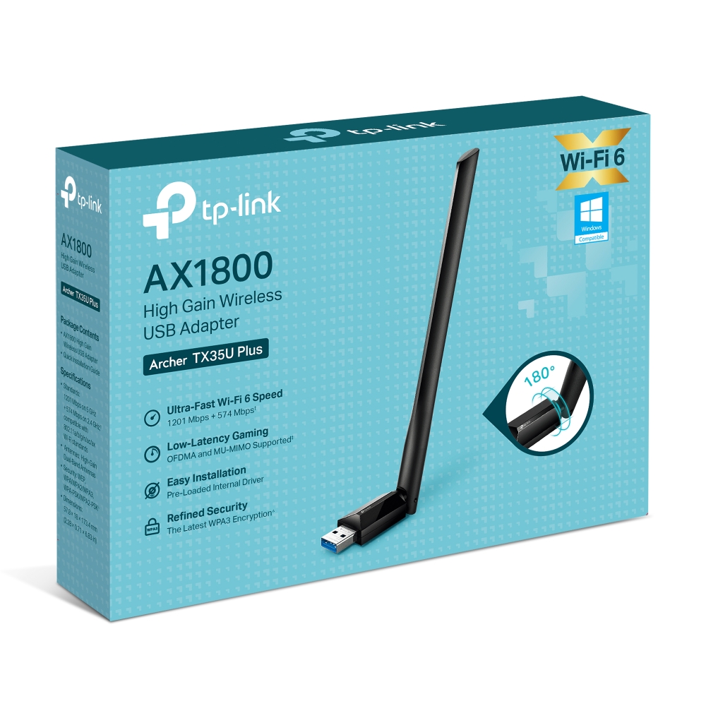 Adapter USB Wi-Fi  TP-Link Archer TX35U Plus AX1800 Hiệu Suất Cao