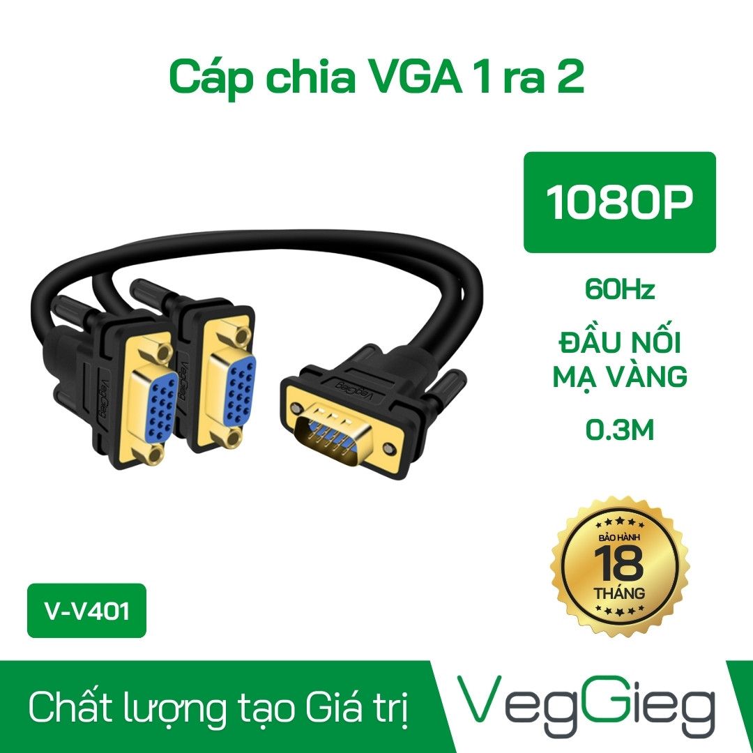 Cáp chia VGA 1 ra 2 VegGieg V-V401