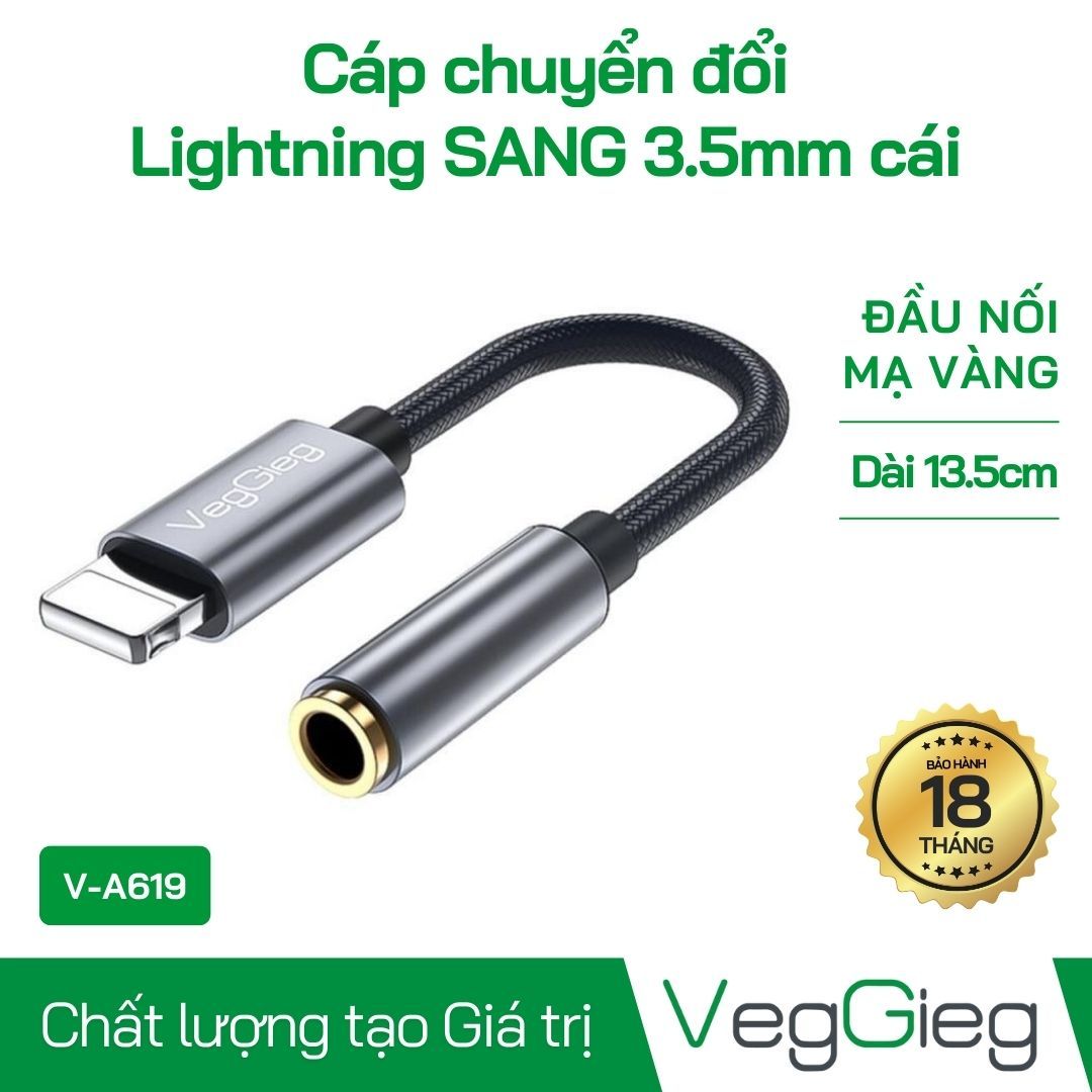 Cáp chuyển đổi Lightning sang 3.5mm cái - V-A619