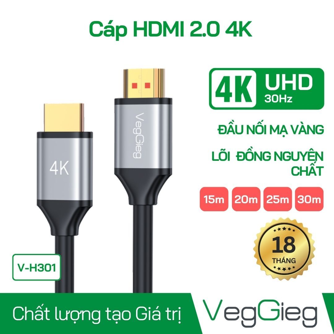 Cáp HDMI 2.0 4K@60Hz - V-H301