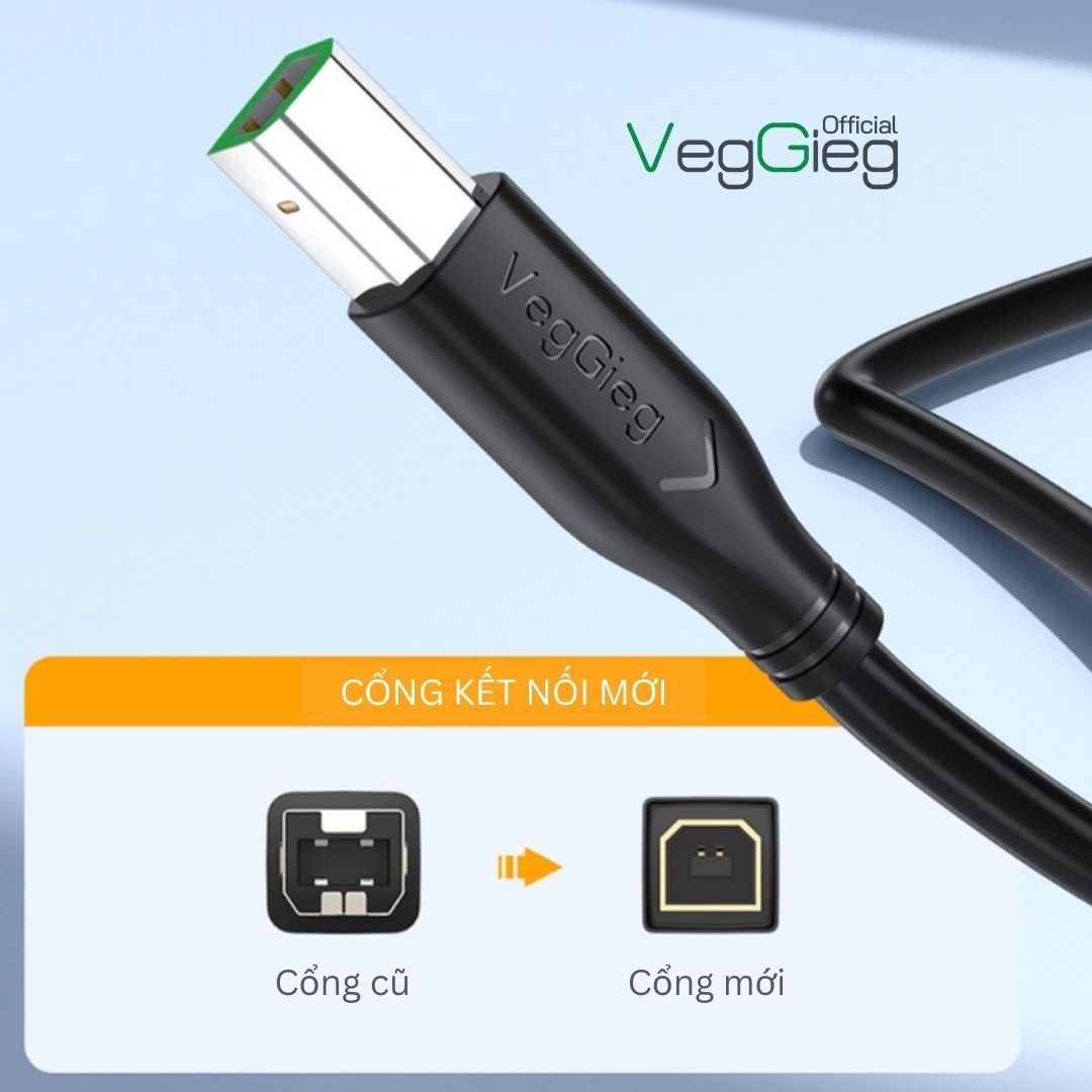 Cáp máy in USB 2.0 VegGieg V-U205 (1,5 - 10m)
