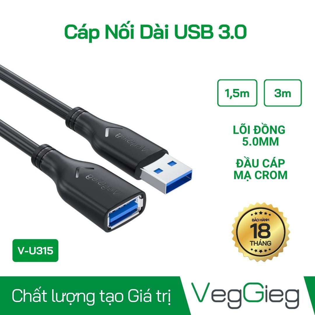 Cáp nối dài USB 3.0 VegGieg V-U315