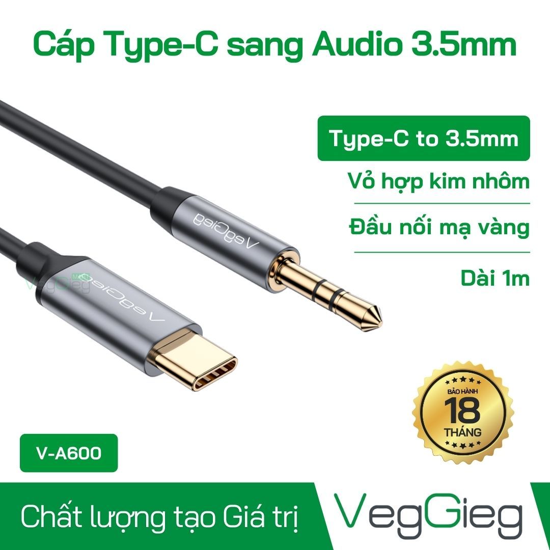 Cáp Type C sang Audio DC 3.5mm - V-A600