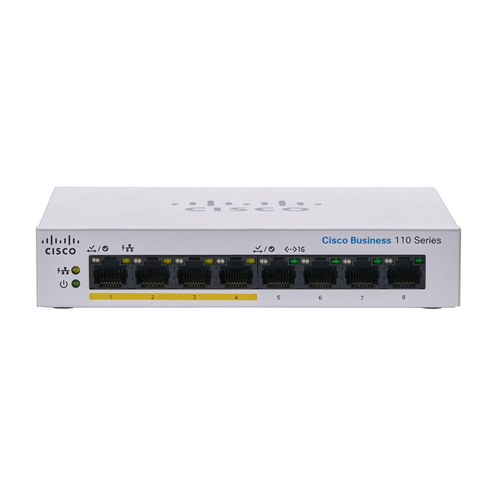 Cisco CBS110 Unmanaged 8-port GE, Partial PoE, Desktop, Ext PS - CBS110-8PP-D-EU