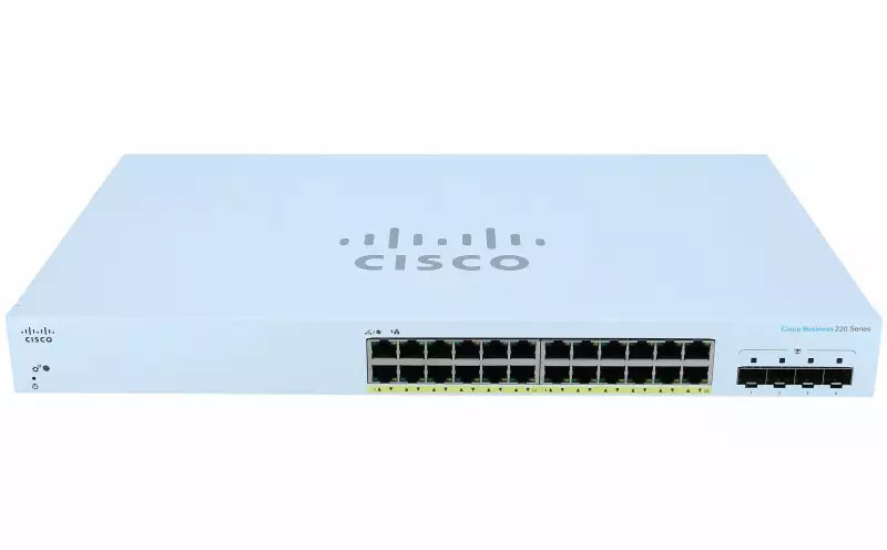CBS220 Smart 24-port GE, 382W PoE+, 4 Gigabit SFP - CBS220-24FP-4G