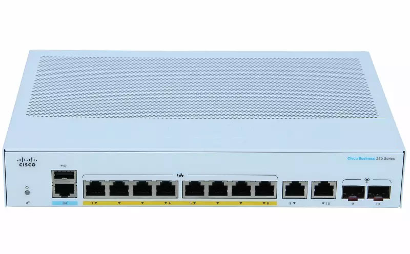Cisco CBS250 Smart 8-port GE, PoE, Ext PS, 2x1G Combo - CBS250-8P-E-2G-EU