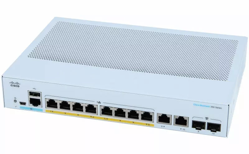 Cisco CBS350 Managed 8-port GE, Full PoE, Ext PS, 2x1G Combo - CBS350-8FP-E-2G-EU
