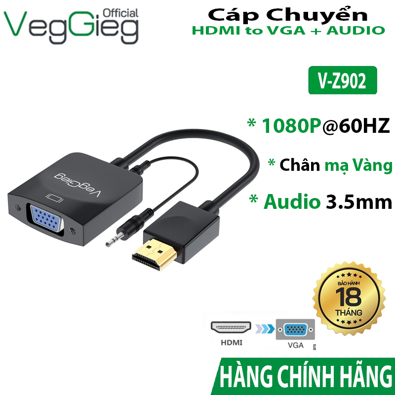 Cáp Chuyển HDMI ra VGA có Audio V-Z902