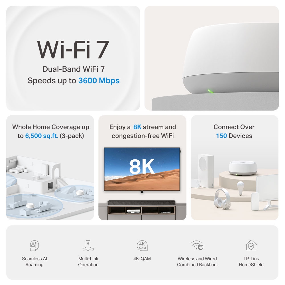 Bộ phát Wifi Mesh Tp-Link Deco BE22 – WiFi 7 BE3600 băng tần kép cho Gia đình