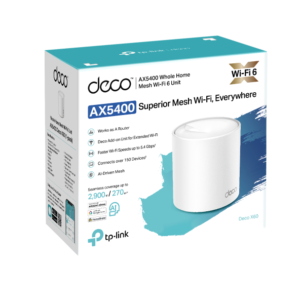 Bộ phát Wifi Mesh Tp-Link Deco X60 V3.20 (3-pack) Wifi 6 AX5400