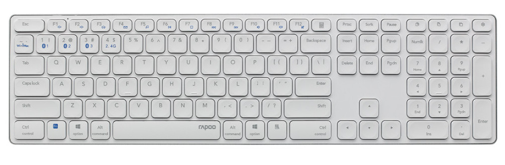 Bàn phím vi tính không dây đa chức năng Rapoo E9550G màu xám trắng