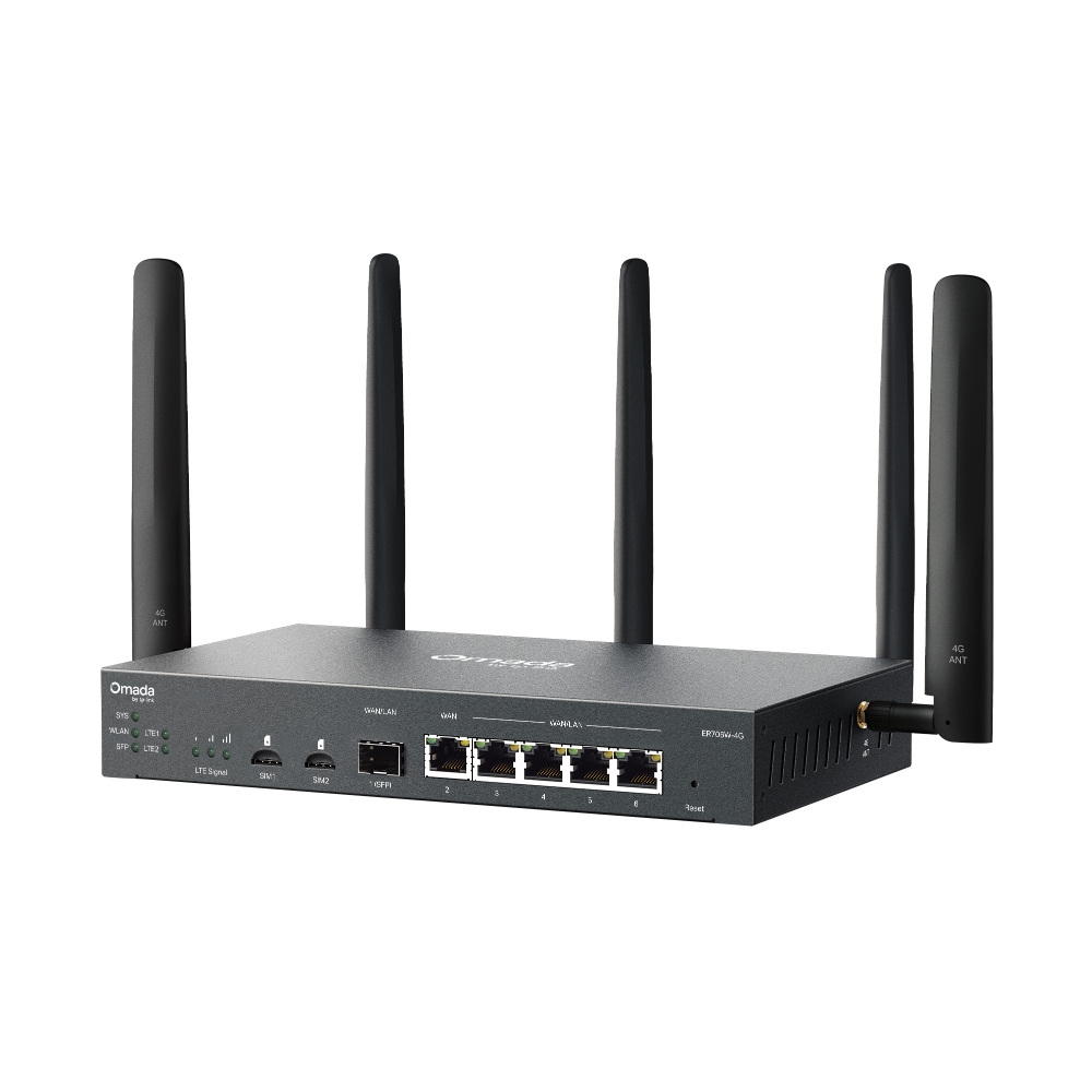 Gateway VPN Gigabit Wi-Fi 6 AX3000 4G+ Cat6 Omada ER706W-4G