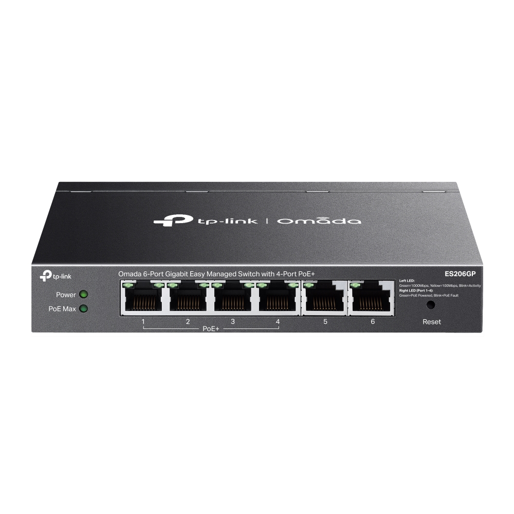 Omada Easy Managed Switch 6 cổng Gigabit (4 cổng PoE+) ES206GP