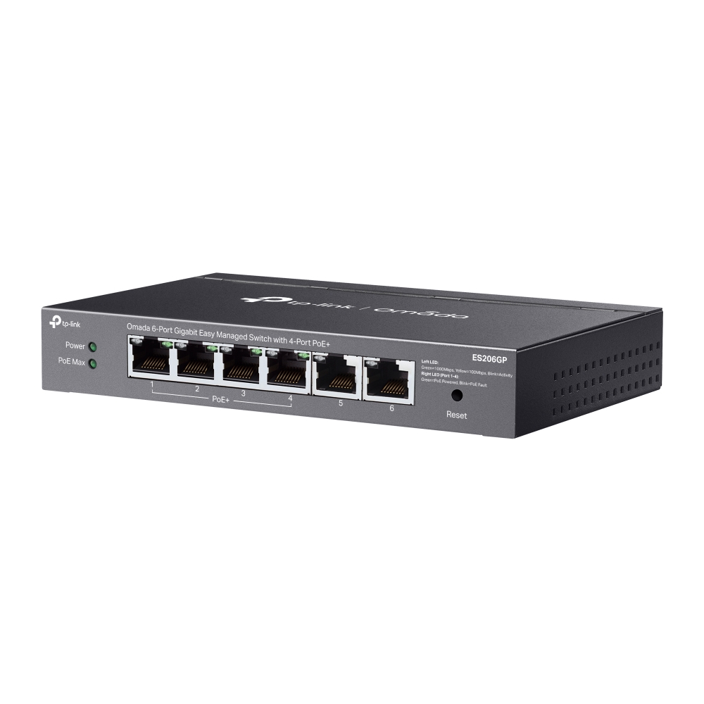 Omada Easy Managed Switch 6 cổng Gigabit (4 cổng PoE+) ES206GP