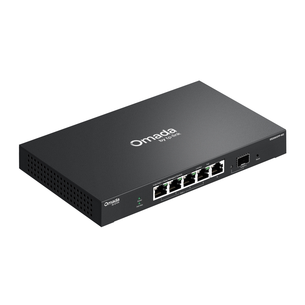 ES206XPP-M2 Bộ chuyển mạch Omada 5 cổng 2.5G BASE-T và 1 cổng 10GE SFP+ dễ quản lý với 4 cổng PoE++