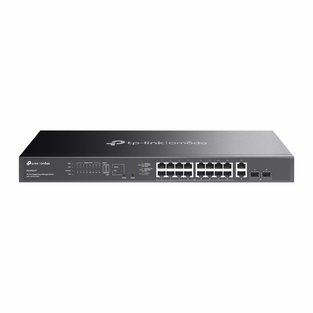 Omada Easy Managed Switch 20 cổng Gigabit ES220GMP với 16 cổng PoE+