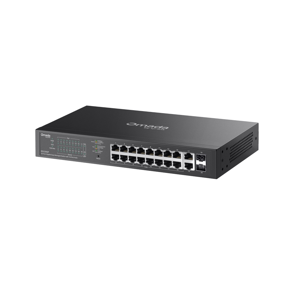 Omada Easy Managed Switch 20 cổng Gigabit ES220GP với 16 cổng PoE+