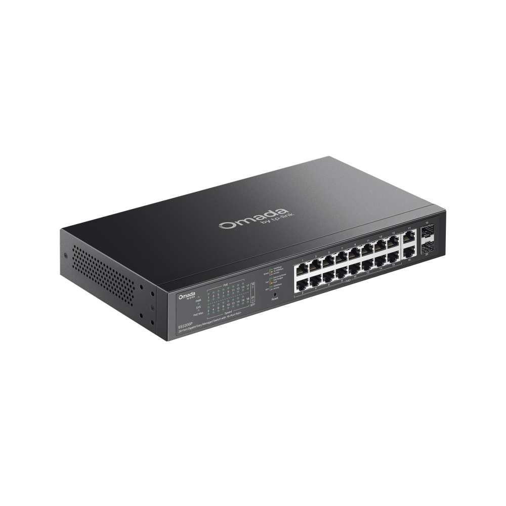 Omada Easy Managed Switch 20 cổng Gigabit ES220GP với 16 cổng PoE+
