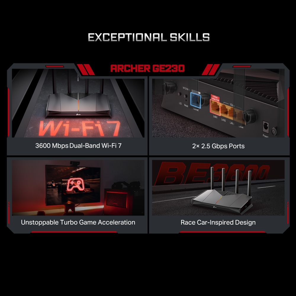 Bộ phát Router TP-Link Archer GE230 chuẩn WiFi 7 BE3600 Băng tần kép