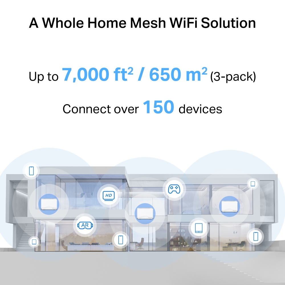 Hệ Thống Mesh Wi‑Fi 7 Mercusys BE3600 Toàn Bộ Nhà Halo H27BE