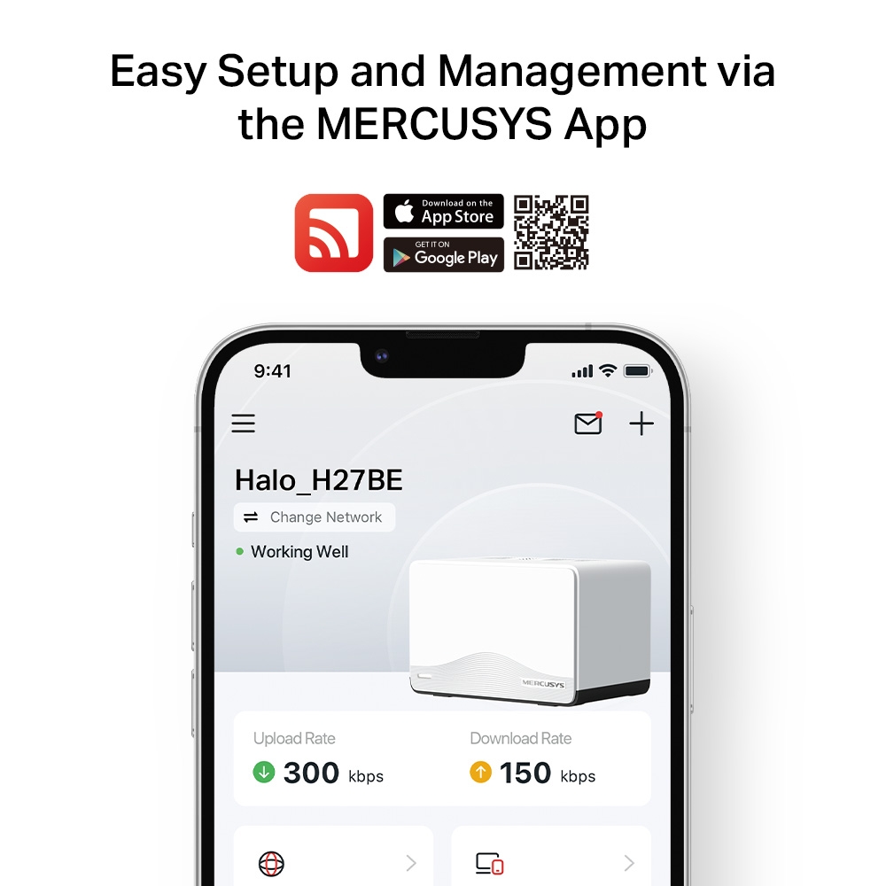 Hệ Thống Mesh Wi‑Fi 7 Mercusys BE3600 Toàn Bộ Nhà Halo H27BE