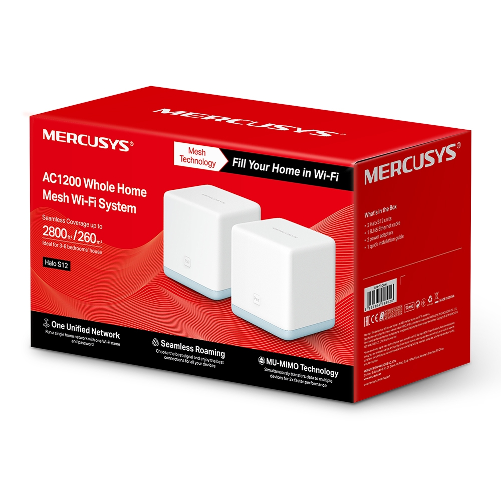 Bộ phát Wi-Fi Mesh Mercusys Halo S12 Cho Gia Đình AC1200