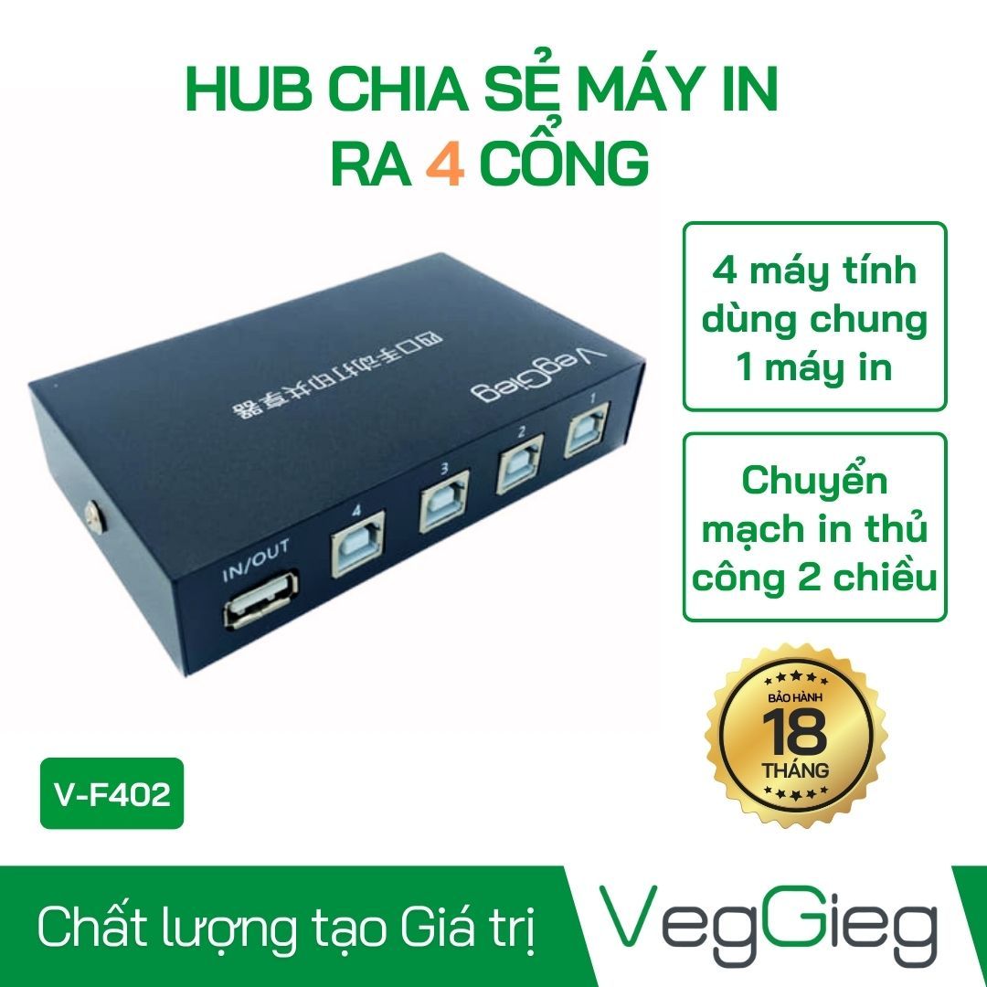 Bộ Chia Máy in VegGieg 1 ra 4 Bấm Công Tắc V-F402