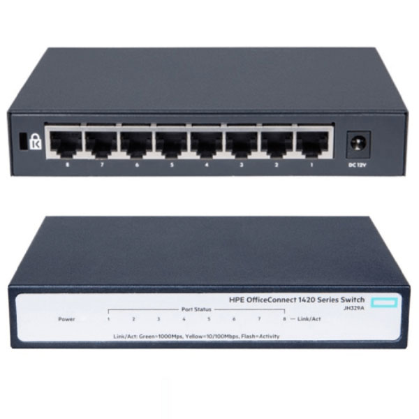 HPE OfficeConnect 1420-8G Switch - JH329A Switch Gigabit Để Bàn 8 Cổng Dành Cho Doanh Nghiệp