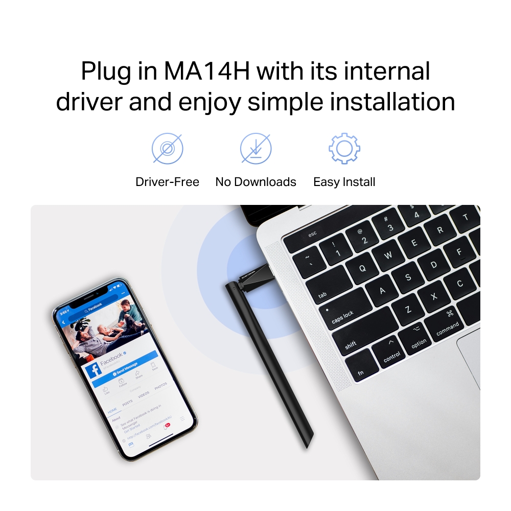 Adapter USB Wi-Fi 6 AX300 Công Suất Cao Mercusys MA14H