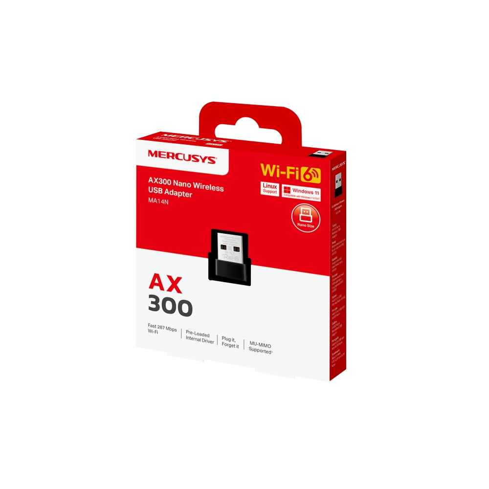Bộ thu USB Wi-Fi Nano AX300 Mercusys MA14N