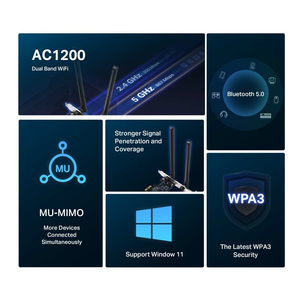 Bộ Chuyển Đổi PCIe Bluetooth Wi-Fi Mercusys MA30E AC1200