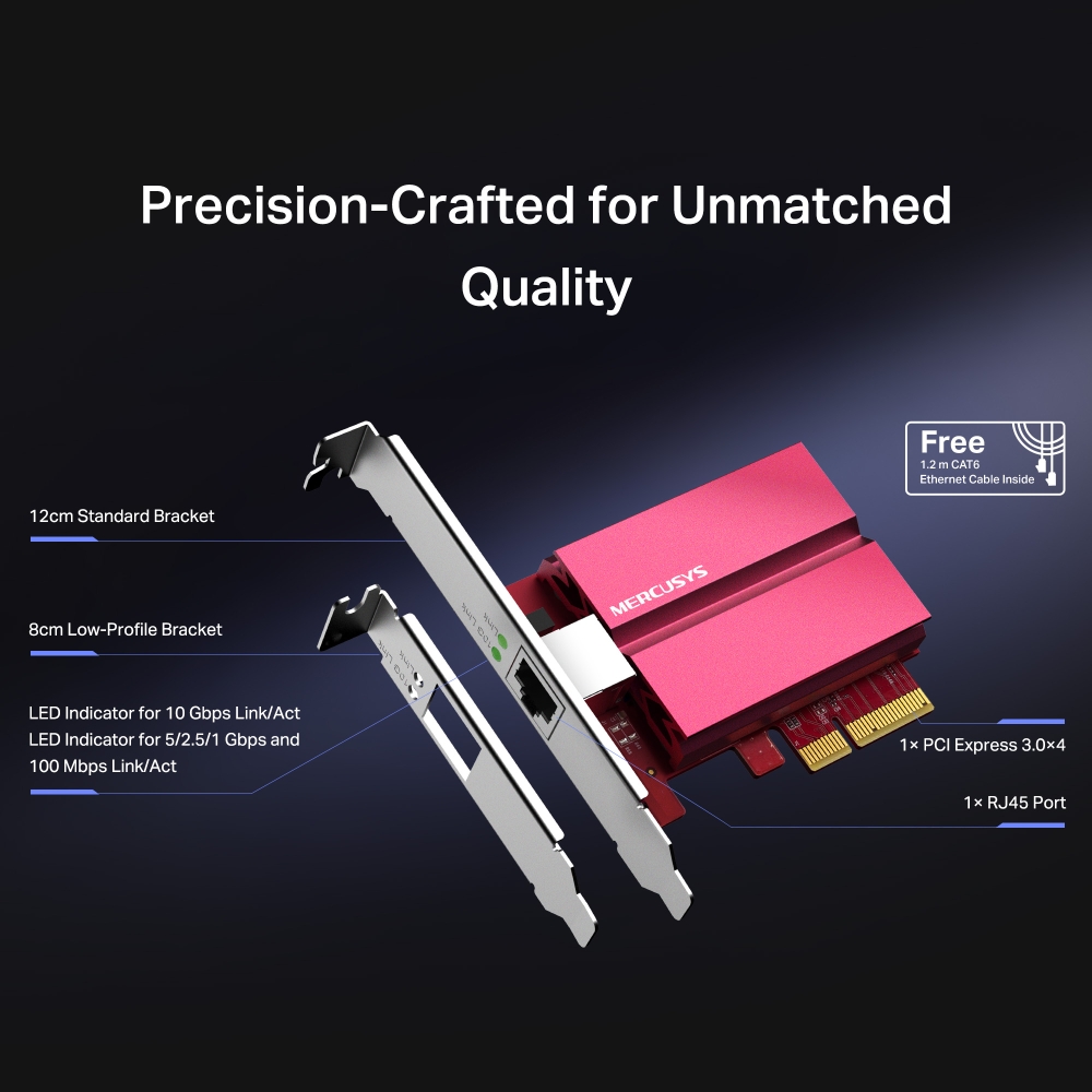 Bộ chuyển đổi mạng PCIe 10 Gigabit Mercusys MA510E