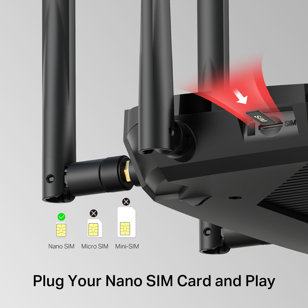 Bộ phát Router Mercusys AC1200 Gigabit Băng Tần Kép Hỗ Trợ 4G+ Cat6 MB235-4G