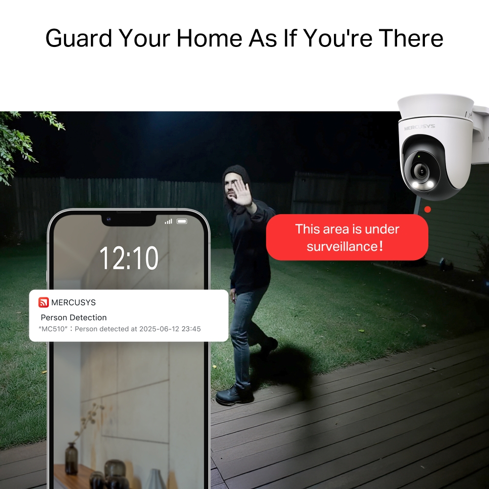 Camera An Ninh Wi-Fi Quay Quét Ngoài Trời Mercusys MC510
