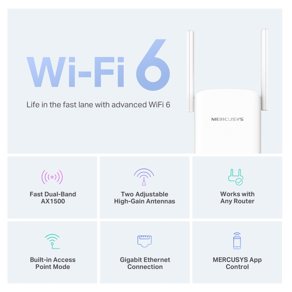 Bộ Mở Rộng Sóng WiFi 6 Mercusys ME60X AX1500