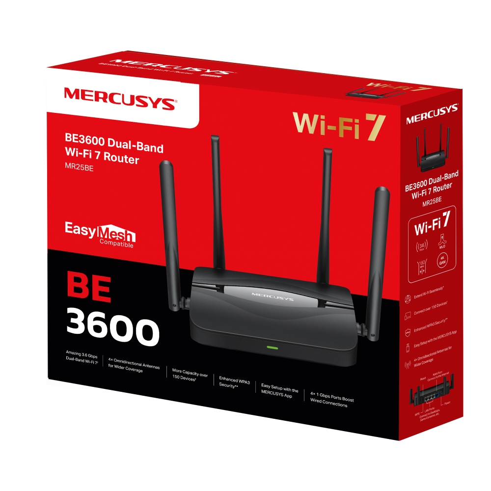Bộ phát Router Wi-Fi 7 Mercusys MR25BE Băng Tần Kép BE3600