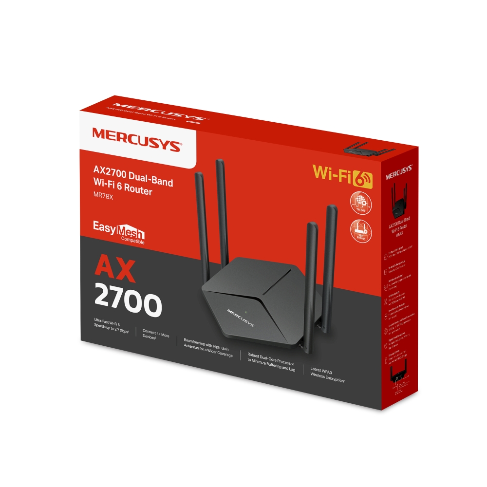 Bộ phát Wi-Fi 6 Mercusys MR78X Băng Tần Kép AX2700