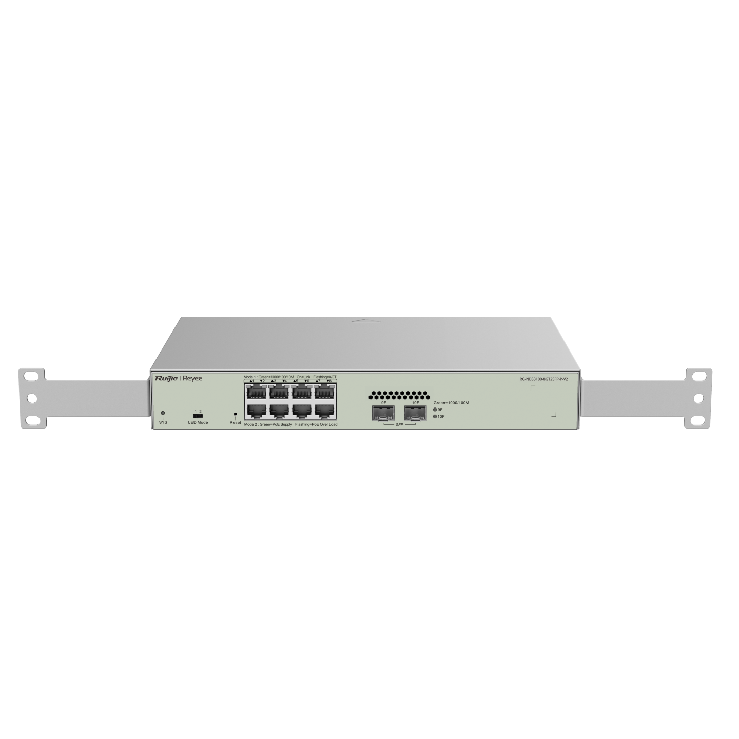 RG-NBS3100-8GT2SFP-P-V2, Thiết bị chuyển mạch PoE 10 cổng Gigabit Lớp 2 được Quản lý trên Cloud