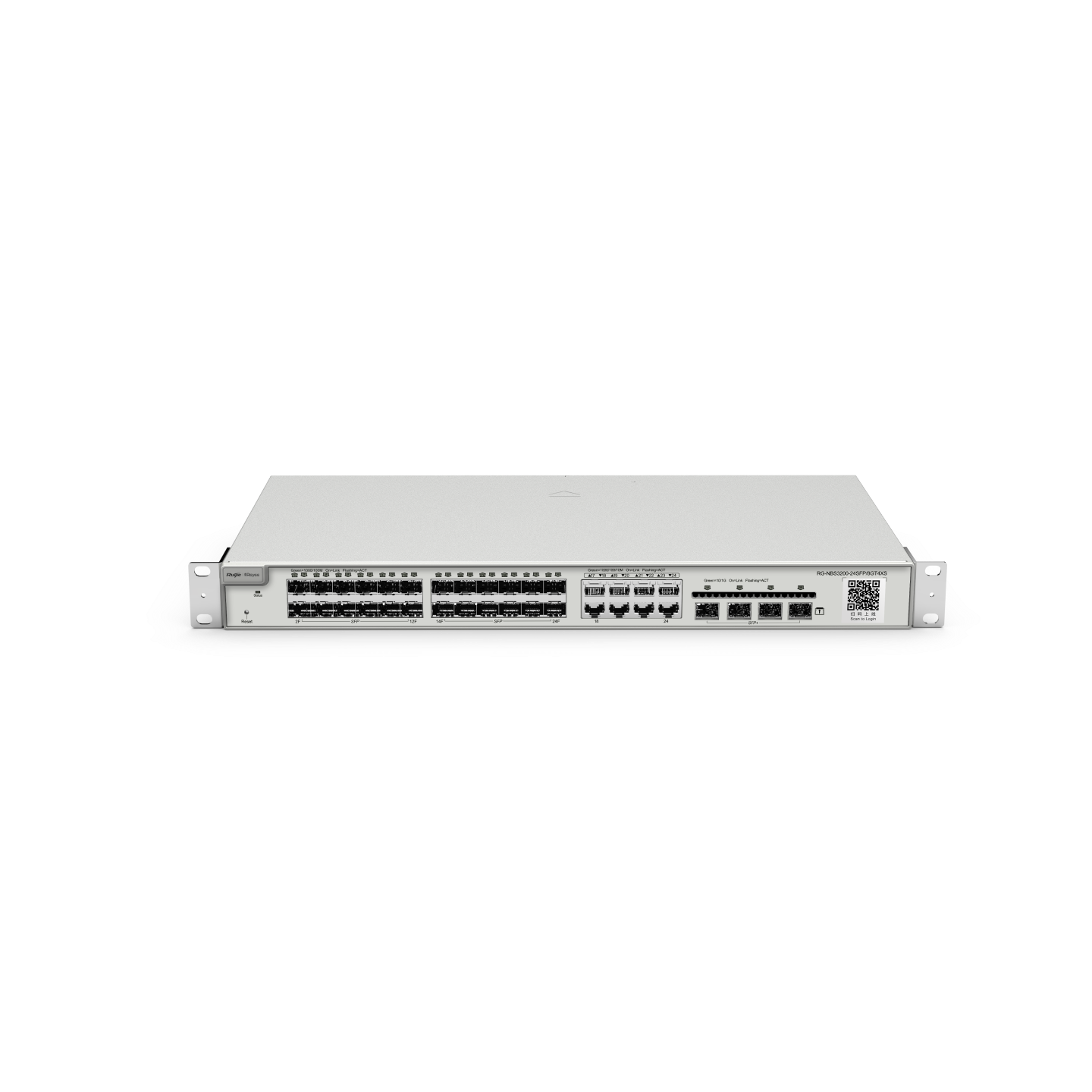 RG-NBS3200-24SFP/8GT4XS, Thiết bị chuyển mạch Gigabit SFP lớp 2+ quản lý trên đám mây loại 24 cổng, với 8 cổng kết hợp RJ45 và 4 uplink SFP+