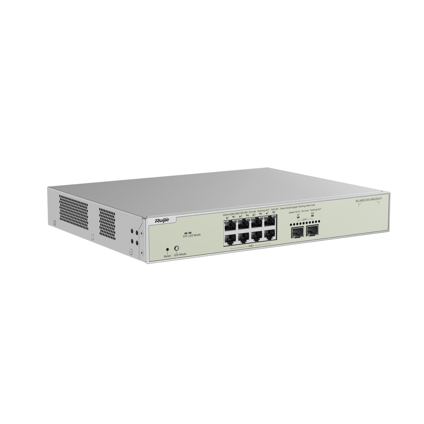 Switch Ruijie Reyee RG-NBS3300-8MG2XS-P | Layer 2 Managed 08 Cổng RJ45 2.5G PoE+ 240W, 02 Cổng Uplink SFP+