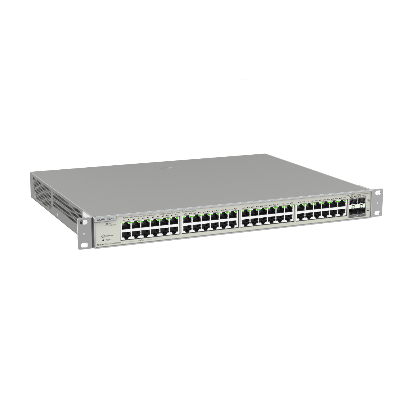 RG-NBS5200-48GT4XS-UP, Thiết bị chuyển mạch Gigabit lớp 3 PoE loại 48 cổng, 4 uplink SFP+