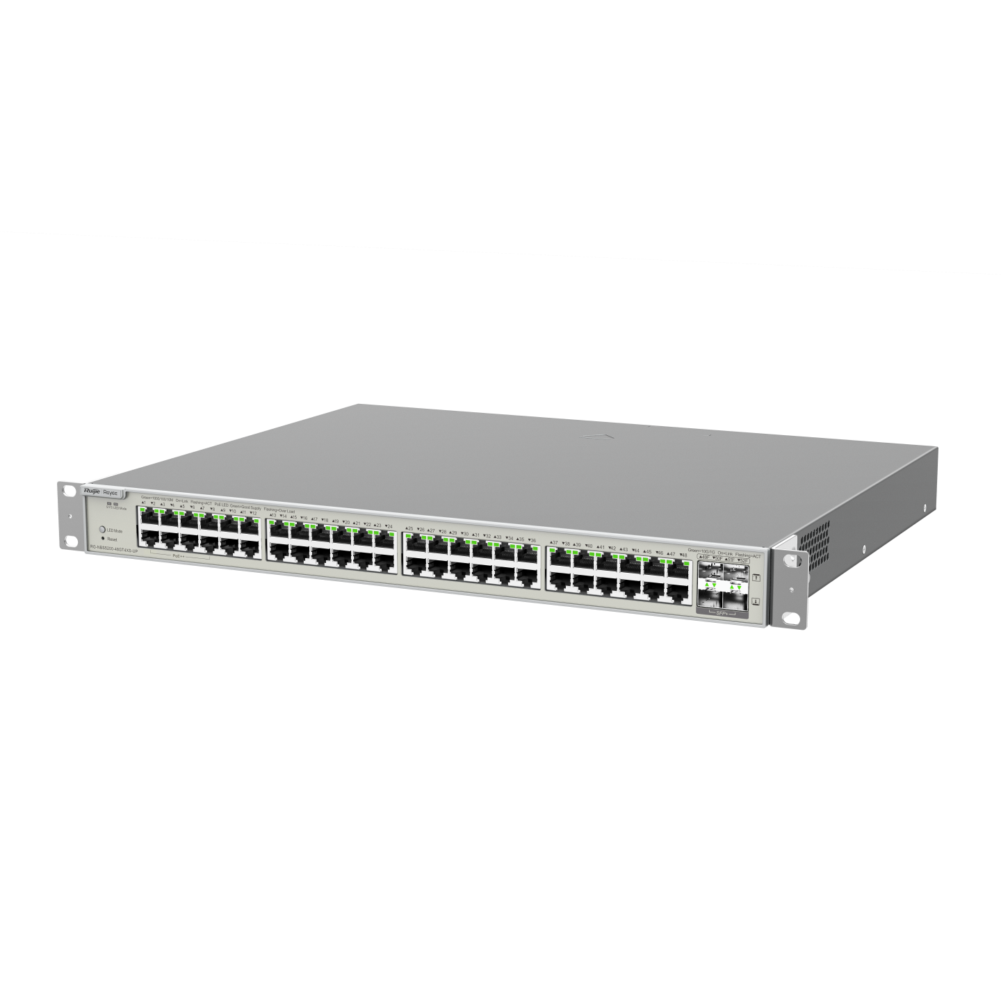 RG-NBS5200-48GT4XS-UP, Thiết bị chuyển mạch Gigabit lớp 3 PoE loại 48 cổng, 4 uplink SFP+