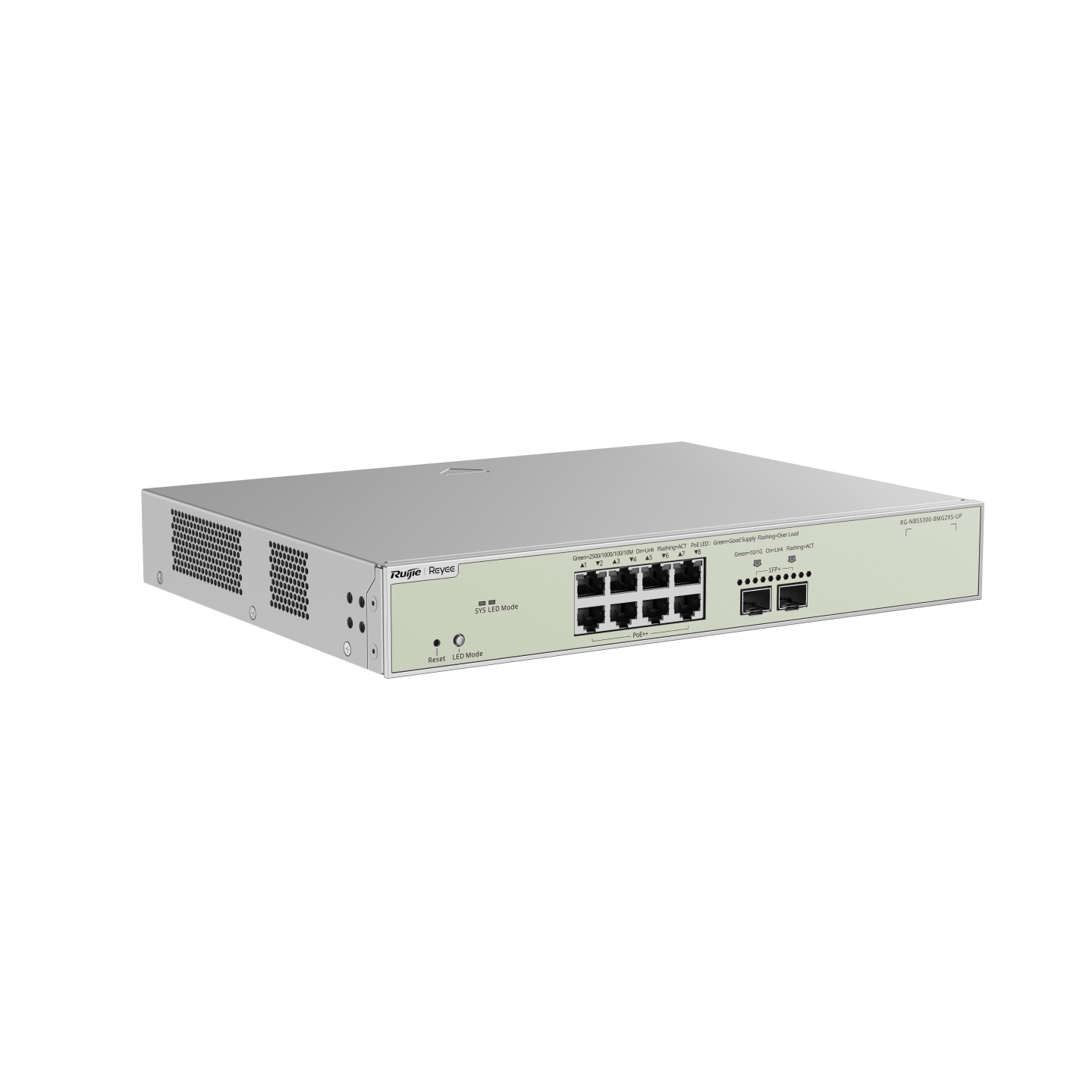 Switch Layer 3 Ruijie RG-NBS5300-8MG2XS-UP, 10 Cổng Multi-Gigabit, 8 Cổng PoE++ & 2 Cổng SFP+ Uplink
